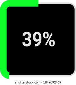diagrama de porcentaje de rectángulo, medidor que muestra el 39%.listo para usar para diseño web, interfaz de usuario o infografía - indicador con verde claro y negro.