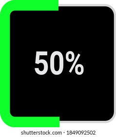 rectangle percentage diagram, meter showing 50%.ready-to-use for web design, user interface UI or infographic - indicator with black and light light green.