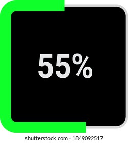 rectangle percentage diagram, meter showing 55%.ready-to-use for web design, user interface UI or infographic - indicator with black and light light green.