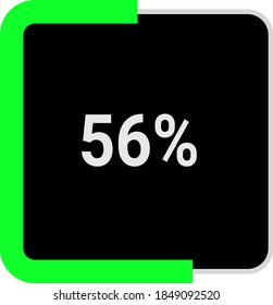 rectangle percentage diagram, meter showing 56%.ready-to-use for web design, user interface UI or infographic - indicator with black and light light green.