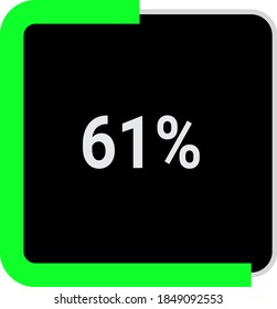 rectangle percentage diagram, meter showing 61%.ready-to-use for web design, user interface UI or infographic - indicator with black and light light green.