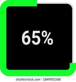 rectangle percentage diagram, meter showing 65%.ready-to-use for web design, user interface UI or infographic - indicator with black and light light green.