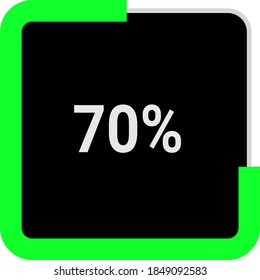 Rechteck-Prozentdiagramm, Zähler mit 70%.ready-to-use für Web-Design, Benutzeroberfläche oder Infografik - Anzeige mit schwarz und hellgrün.