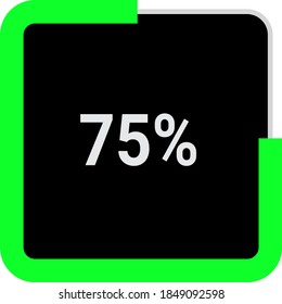 rectangle percentage diagram, meter showing 75%.ready-to-use for web design, user interface UI or infographic - indicator with black and light light green.