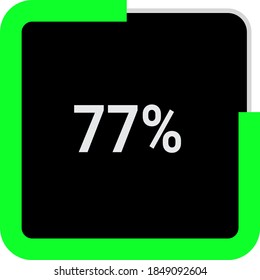 rectangle percentage diagram, meter showing 77%.ready-to-use for web design, user interface UI or infographic - indicator with black and light light green.