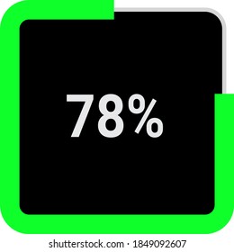 rectangle percentage diagram, meter showing 78%.ready-to-use for web design, user interface UI or infographic - indicator with black and light light green.