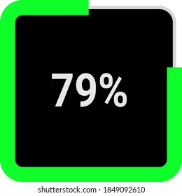 rectangle percentage diagram, meter showing 79%.ready-to-use for web design, user interface UI or infographic - indicator with black and light light green.