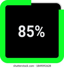 diagrama de porcentaje de rectángulo, medidor que muestra el 85%.listo para usar para diseño web, interfaz de usuario o infografía - indicador con verde claro y negro.