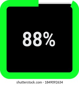 rectangle percentage diagram, meter showing 88%.ready-to-use for web design, user interface UI or infographic - indicator with black and light light green.