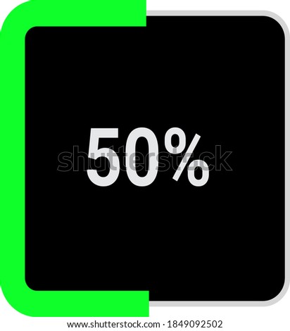 rectangle percentage diagram, meter showing 50%.ready-to-use for web design, user interface UI or infographic - indicator with black and light light green.