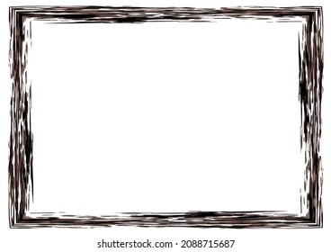 Rectangle photo frame. Vector illustration. Grunge wooden frame.
