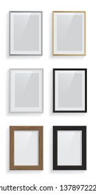 Rectangle picture or photo frames set isolated on white background. Vector design elements