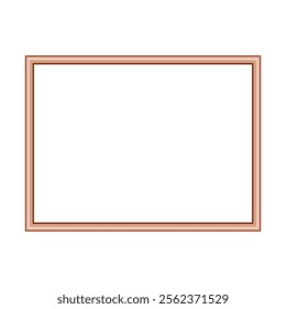 Rectangle pink gold frame. Isolated luxury rectangle rosegold border. Copper rectangle frame mockup design element. Vector illustration.