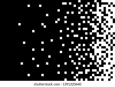 Rectangle pixels are arranged into damaging filled rectange shape. Dispersed filled rectange dotted vector icon with disintegration effect.