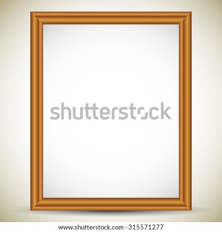 Rectangle, portrait wooden picture, image or photo frame. Vector graphics.