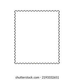 Rectangle Postage Stamp With Cut Perforated Edge, Editable Line Thickness, Empty Frame Vector Illustration