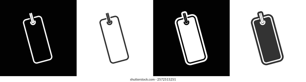 Rectangle price tag icon. Price Label Discount tag. Shape of price tag icon set. Flat and line price tag icon vetor illustration in black white and transparent background. Eps10