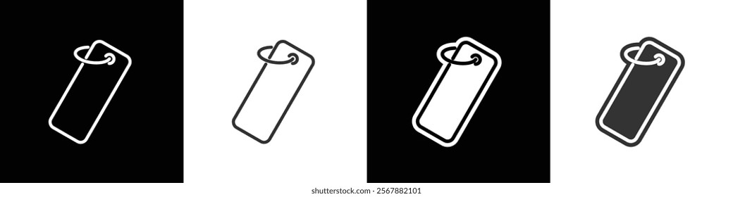 Rectangle price tag line and flat icon. Price tag icon vetor illustration in black white and transparent background. Eps10