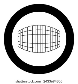 Rectangle in projection grid checkered icon in circle round black color vector illustration image solid outline style