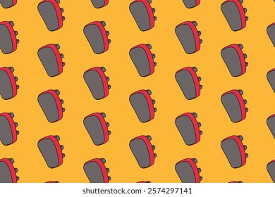 rectangle punching target pad colorful pattern on yellow background. doodle punch pad object symbol seamless pattern background. boxing target glove pattern for boxing club decor and merchandise