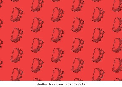 rectangle punching target pad doodle seamless pattern on red background. punch pad engraving line art pattern wallpaper. boxing target glove background for boxing sport decor and merchandise