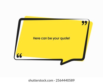 Rectangle quote frame blank. Space for message, citation, aphorism, motivation. Empty frame for information messages. Template quotes for wisdom. Background for text, speech bubble in quotes