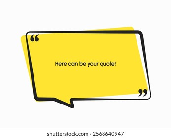 Rectangle quote frame blank. Space for message, citation, aphorism, motivation. Empty frame for information messages. Template quotes for wisdom. Background for text, speech bubble in quotes