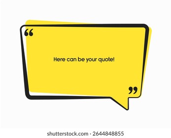 Rectangle quote frame blank. Space for message, citation, aphorism, motivation. Empty frame for information messages. Template quotes for wisdom. Background for text, speech bubble in quotes