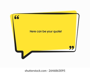 Rectangle quote frame blank. Space for message, citation, aphorism, motivation. Empty frame for information messages. Template quotes for wisdom. Background for text, speech bubble in quotes