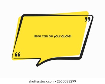Rectangle quote frame blank. Space for message, citation, aphorism, motivation. Empty frame for information messages. Template quotes for wisdom. Background for text, speech bubble in quotes