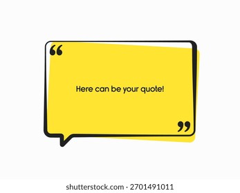 Quadro de citação de retângulo em branco. Espaço para mensagem, citação, aforismo, motivação. Quadro vazio para mensagens de informação. Citações de modelo para sabedoria. Plano de fundo para texto, balão de fala entre aspas