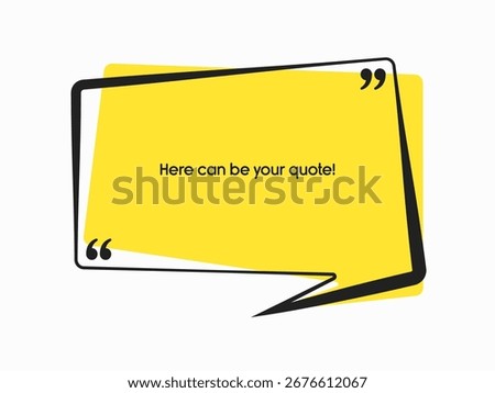 Rectangle quote frame blank. Space for message, citation, aphorism, motivation. Empty frame for information messages. Template quotes for wisdom. Background for text, speech bubble in quotes