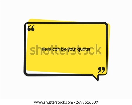 Rectangle quote frame blank. Space for message, citation, aphorism, motivation. Empty frame for information messages. Template quotes for wisdom. Background for text, speech bubble in quotes
