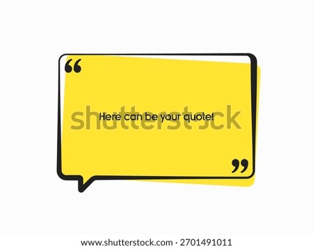 Rectangle quote frame blank. Space for message, citation, aphorism, motivation. Empty frame for information messages. Template quotes for wisdom. Background for text, speech bubble in quotes
