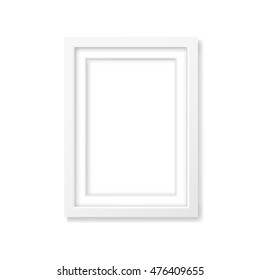 Rectangle realistic white frame with passe-partout mockup 