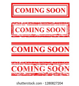 Rectangle Red Rubber Stamp, Coming Soon
