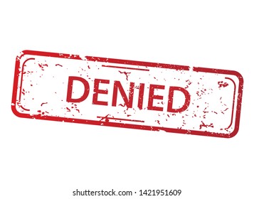 Rectangle red stamp with the words denied on white background