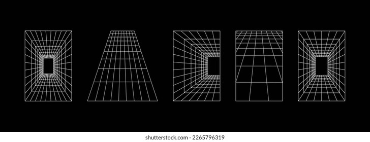 rectangle retro futuristic wireframe element