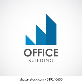 Rectangle ribbon for office building or real estate abstract vector and logo design or template property business icon of corporate and company identity symbol concept