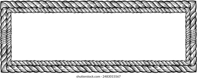 Rectangle rope frame on white background vector illustration