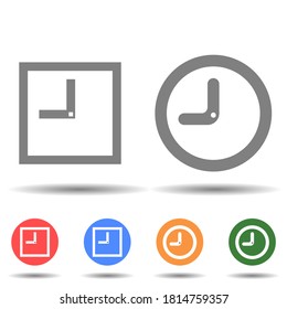 Rectangle and round clock icon vector logo isolated on background