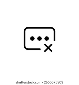 Um retângulo com cantos arredondados representando um campo de texto, com três pontos e um símbolo de marca 'x' ou de cruz. Projetado em um estilo de vetor 2D plano e minimalista.
