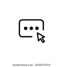 Um retângulo com cantos arredondados representando um campo de texto com três pontos e um cursor de seta sobreposto. Projetado em um estilo de vetor 2D plano e minimalista.