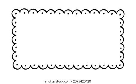 Rectangle scallop frame doodle line art illustration clipart