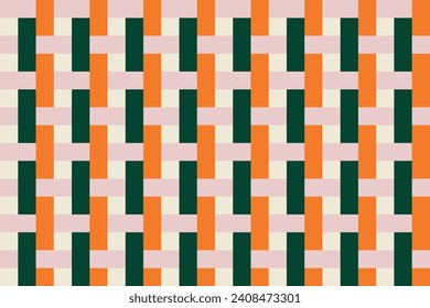 Rectangle seamless geometric shapes design vector with bright orange and green colors