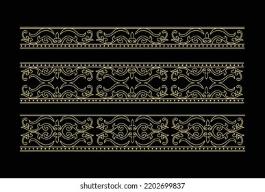 Rectangle Seamless Golden Decorative Beauty Royal Border Frame Ornament Element Design Illustration Vector