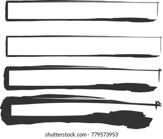 rectangle set grunge style art ink brush frame border design element vector