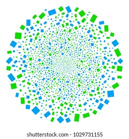 Rectangle Shape burst sphere. Object pattern combined from random rectangle shape pictograms as explosion cluster. Vector illustration style is flat iconic symbols.