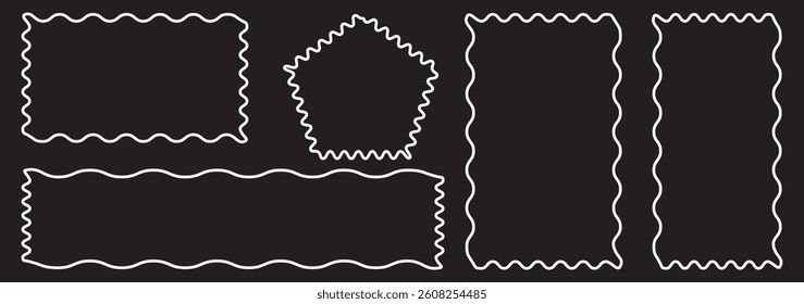 Rectangle shape frame with zig zag edge. Zigzag frame. Rectangle, Oval shape frame or background with zigzag edge. zigzag shapes. Wavy edge, rectangle circle shape text box, Vector illustration