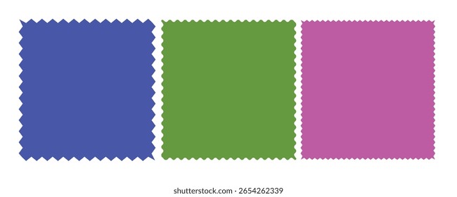 Quadro de forma de retângulo com borda em ziguezague. Conjunto de adesivos Zigzag e Shapes.Shapes coloridos com zigzag borda ondulada.